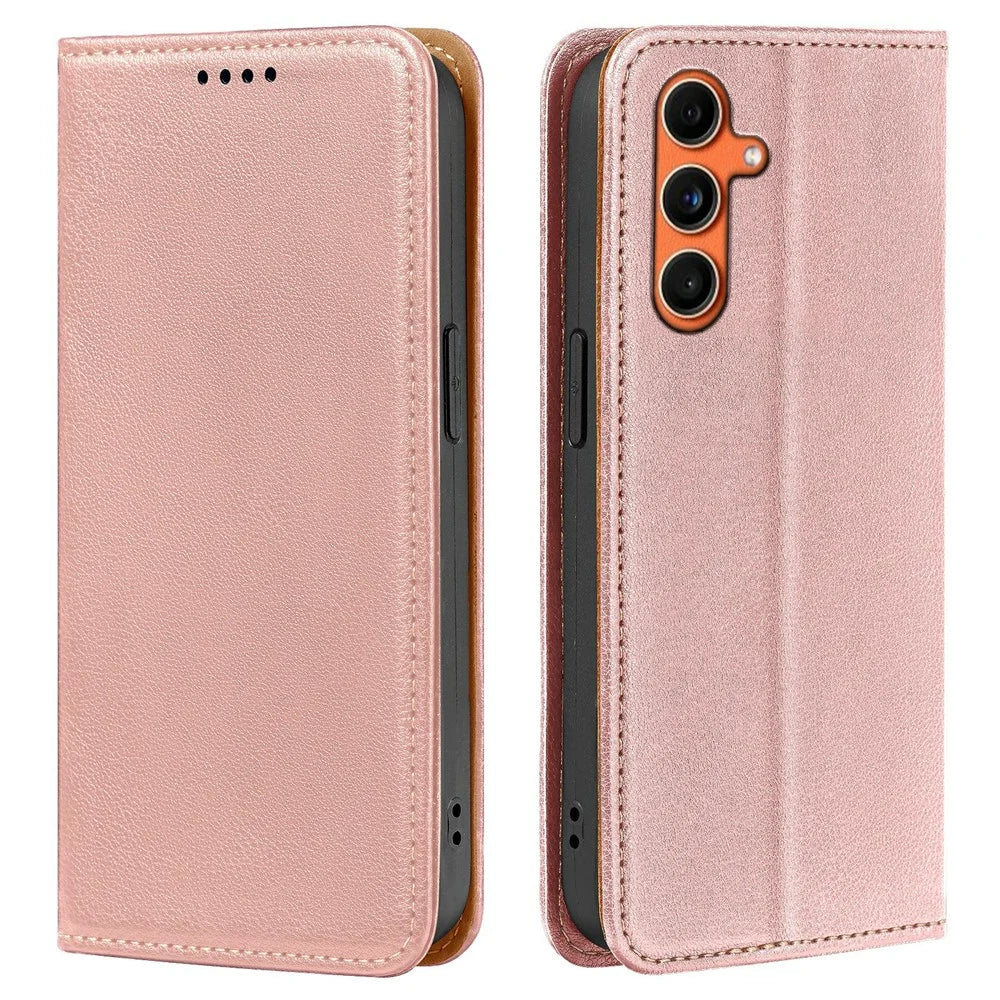 For Samsung Galaxy S26 FE Case Wallet RFID Blocking Leather Phone Cover Strong Magnetic Closure - Rose Gold - 1