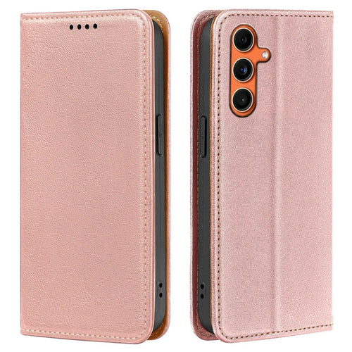 For Samsung Galaxy S26 FE Case Wallet RFID Blocking Leather Phone Cover Strong Magnetic Closure - Rose Gold - 1