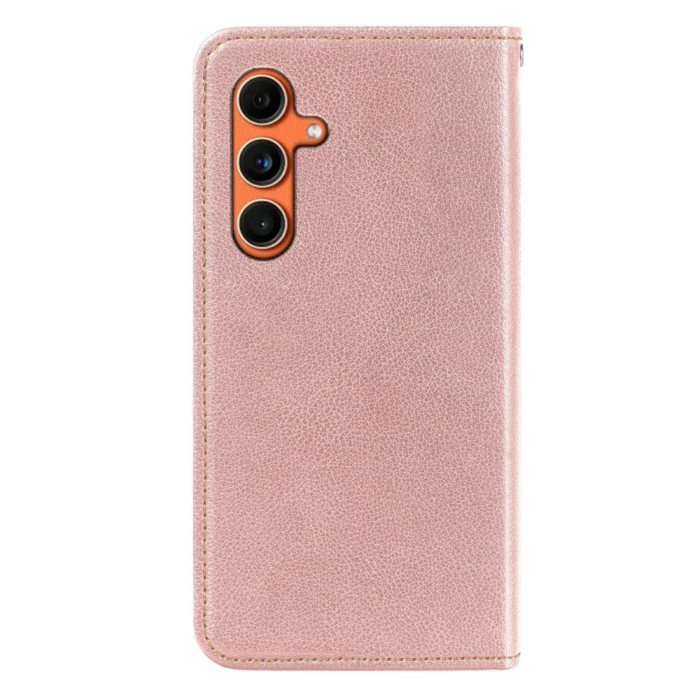 For Samsung Galaxy S26 FE Case Wallet RFID Blocking Leather Phone Cover Strong Magnetic Closure - Rose Gold - 6