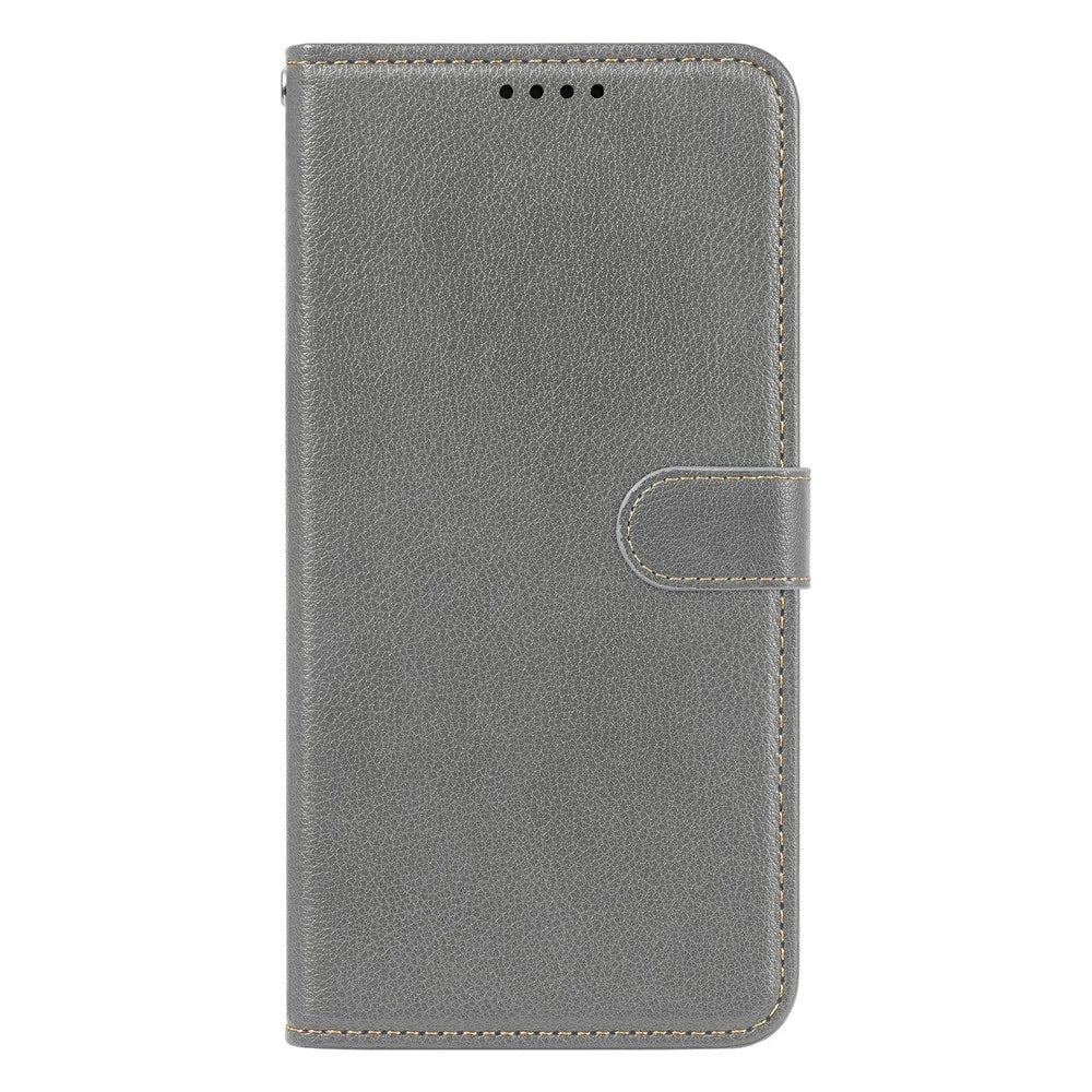 For Samsung Galaxy S26 FE Case RFID Blocking Wallet Litchi Texture Leather Phone Cover Magnetic Clasp - Grey - 5