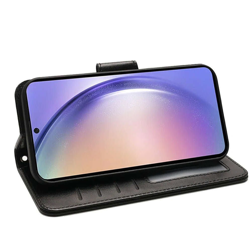 For Samsung Galaxy S26 FE Case Stand Card Holder Wallet Leather Phone Cover - Black - 3