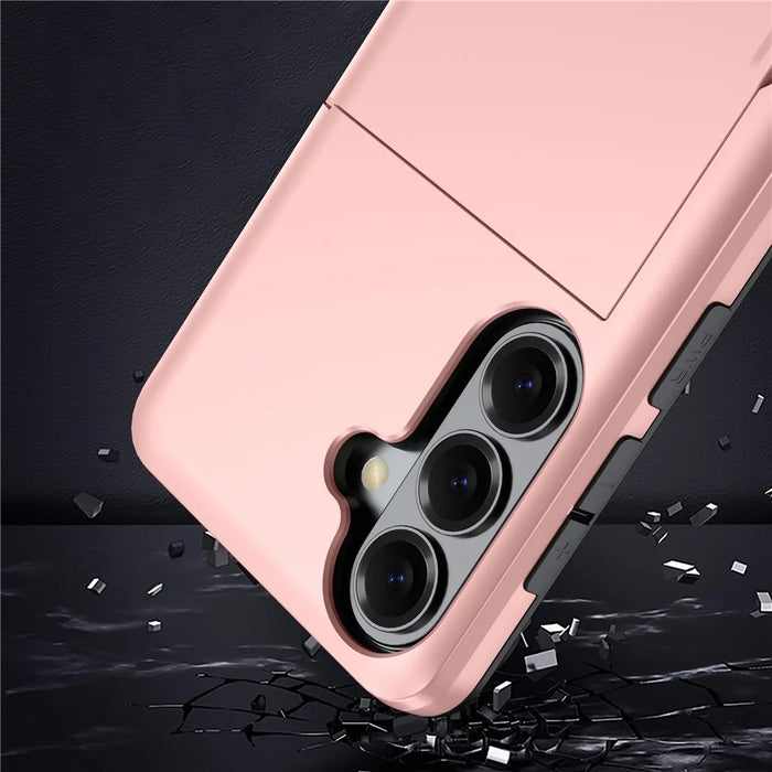 For Samsung Galaxy S26 FE Case with Card Holder TPU + PC Phone Back Cover - Rose Gold - 7