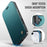 CASEME for iPhone 16 Plus Case  053  Magnetic RFID Blocking Wallet Flip Leather Phone Cover - Blue Green - 7