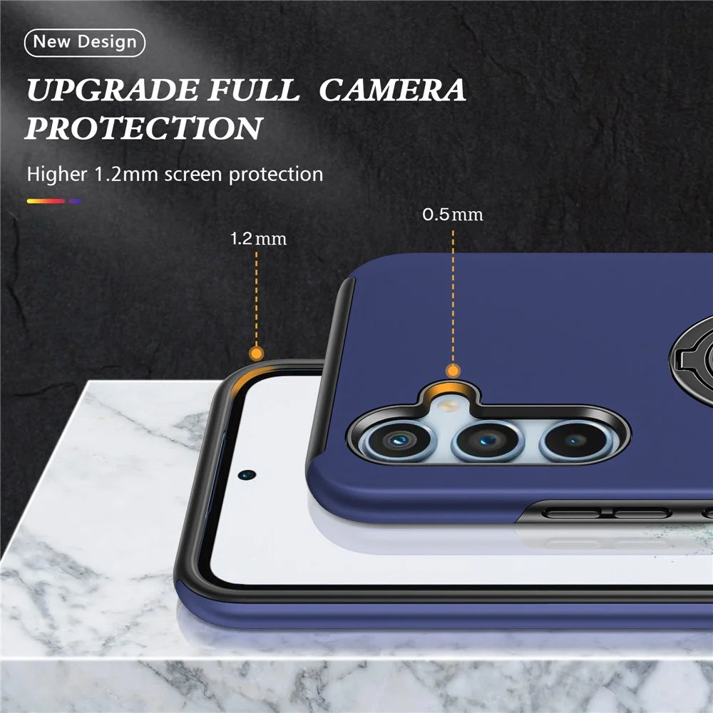 For Samsung Galaxy S26 FE Case PC + TPU Phone Cover with Rotatable Ring Holder - Blue - 5