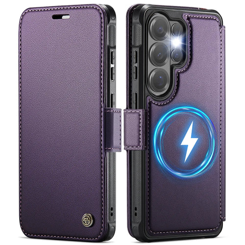 CASEME for Samsung Galaxy S22 Ultra 5G Case  053   Magnetic RFID Blocking Wallet Flip Leather Phone Cover - Purple - 1