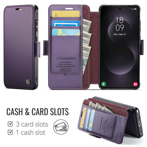 CASEME for Samsung Galaxy S22 Ultra 5G Case  053   Magnetic RFID Blocking Wallet Flip Leather Phone Cover - Purple - 2