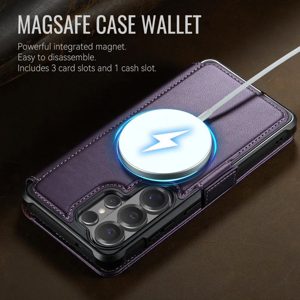 CASEME for Samsung Galaxy S22 Ultra 5G Case  053   Magnetic RFID Blocking Wallet Flip Leather Phone Cover - Purple - 4