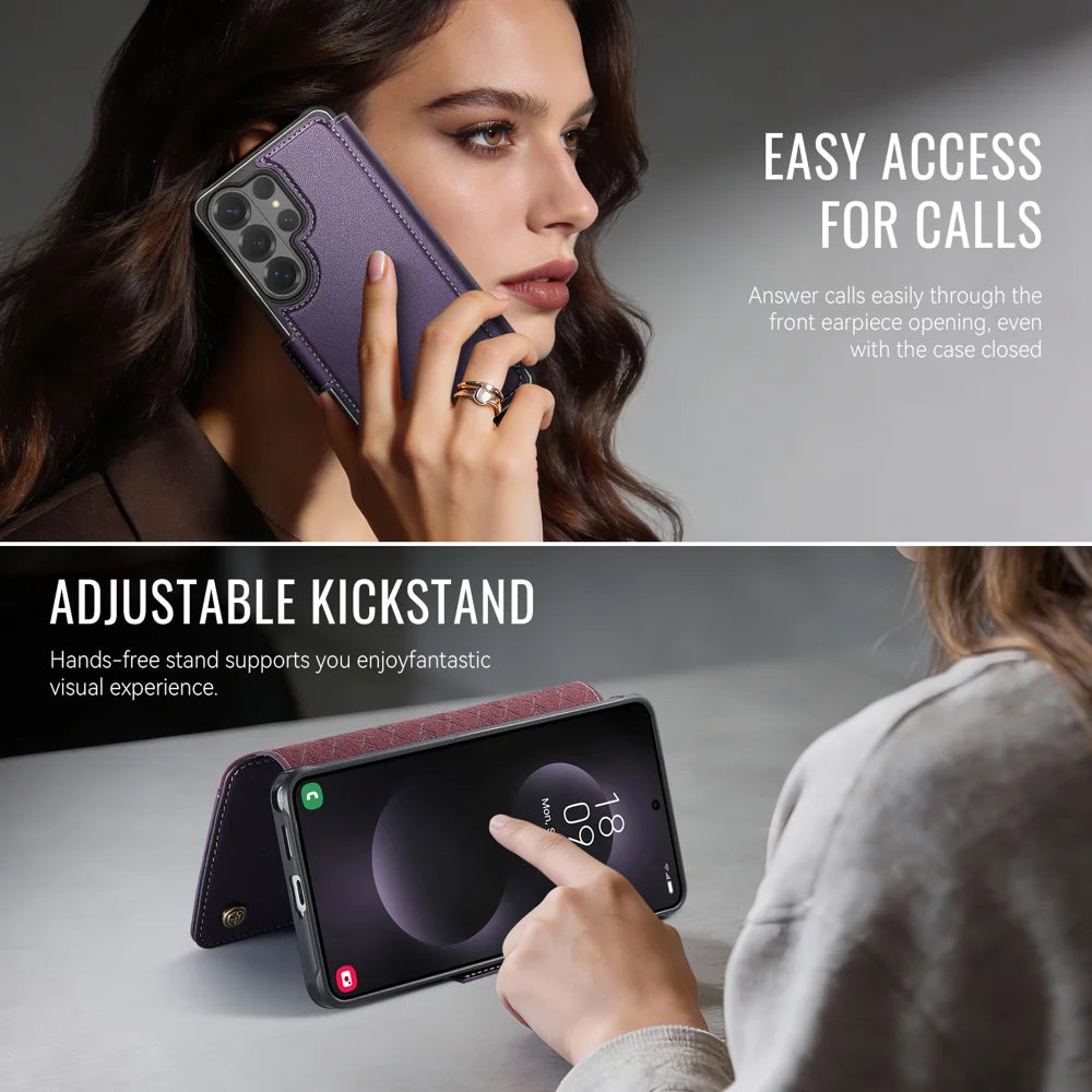 CASEME for Samsung Galaxy S22 Ultra 5G Case  053   Magnetic RFID Blocking Wallet Flip Leather Phone Cover - Purple - 6