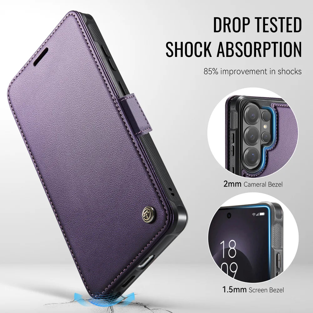 CASEME for Samsung Galaxy S22 Ultra 5G Case  053   Magnetic RFID Blocking Wallet Flip Leather Phone Cover - Purple - 7