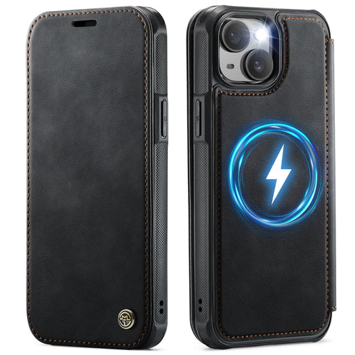 CASEME for iPhone 13 Case  053  Magnetic RFID Blocking Wallet Flip Leather Phone Cover - Black - 1