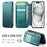 CASEME for iPhone 15 Case  053  Magnetic RFID Blocking Wallet Flip Leather Phone Cover - Blue Green - 2