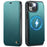 CASEME for iPhone 14 Plus / iPhone 15 Plus Case  053  Magnetic RFID Blocking Wallet Flip Leather Phone Cover - Blue Green - 1