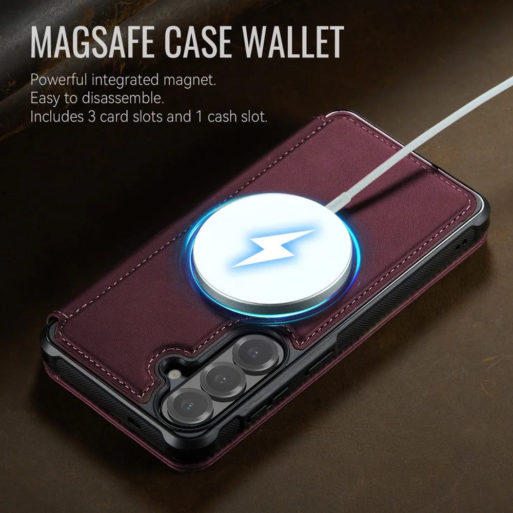 CASEME for Samsung Galaxy S26 Case  053   Magnetic RFID Blocking Wallet Flip Leather Phone Cover - Red - 4