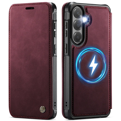 CASEME for Samsung Galaxy S25+ / Galaxy S24+ Case  053   Magnetic RFID Blocking Wallet Flip Leather Phone Cover - Red - 1
