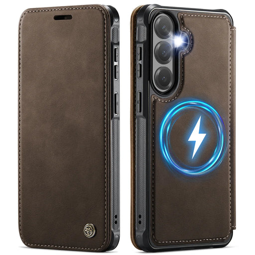 CASEME for Samsung Galaxy S23 Case  053   Magnetic RFID Blocking Wallet Flip Leather Phone Cover - Coffee - 1