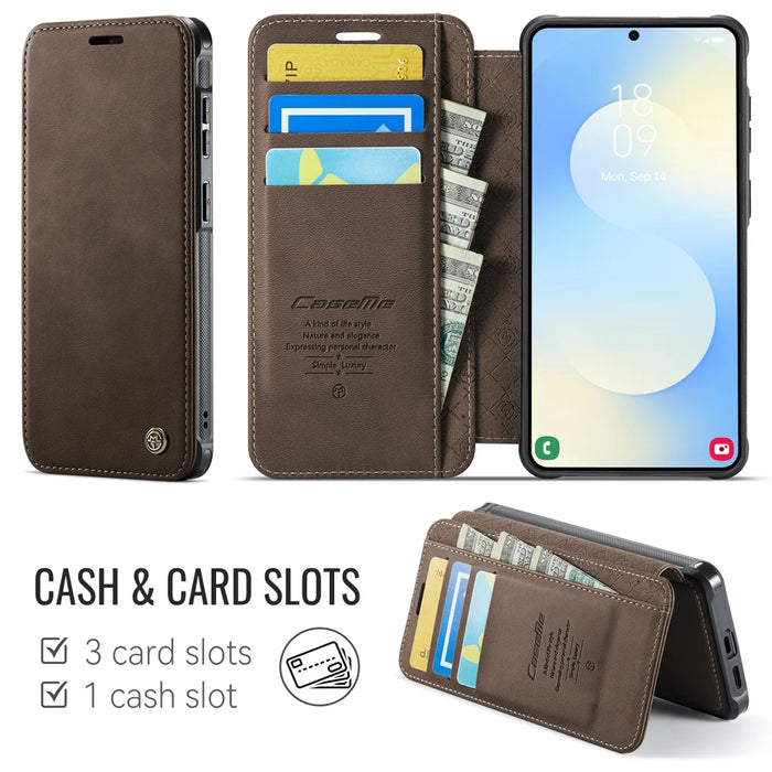 CASEME for Samsung Galaxy S23 Case  053   Magnetic RFID Blocking Wallet Flip Leather Phone Cover - Coffee - 2