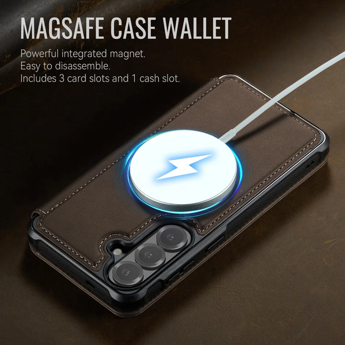 CASEME for Samsung Galaxy S23 Case  053   Magnetic RFID Blocking Wallet Flip Leather Phone Cover - Coffee - 4