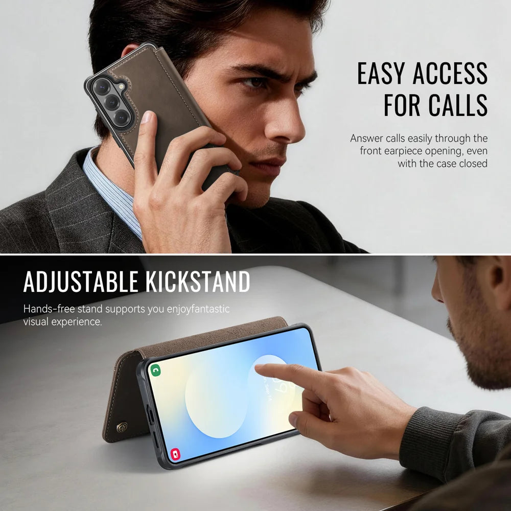 CASEME for Samsung Galaxy S23+ Case  053   Magnetic RFID Blocking Wallet Flip Leather Phone Cover - Coffee - 6