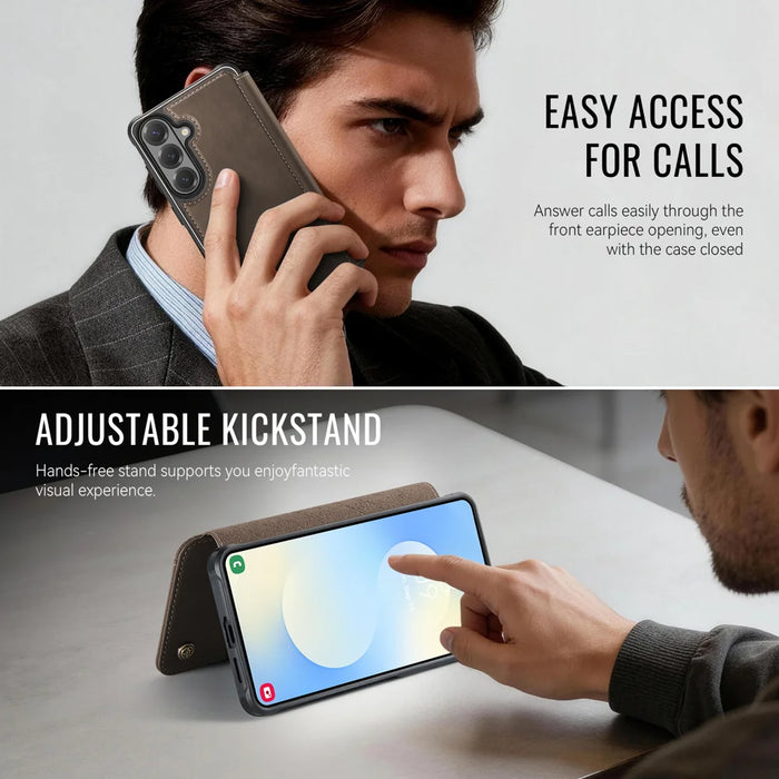CASEME for Samsung Galaxy S25 FE Case  053   Magnetic RFID Blocking Wallet Flip Leather Phone Cover - Coffee - 6