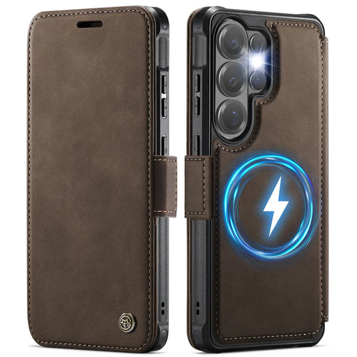 CASEME for Samsung Galaxy S25 Ultra Case  053   Magnetic RFID Blocking Wallet Flip Leather Phone Cover - Coffee - 1