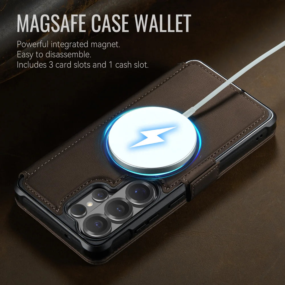 CASEME for Samsung Galaxy S25 Ultra Case  053   Magnetic RFID Blocking Wallet Flip Leather Phone Cover - Coffee - 4