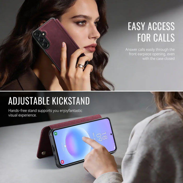 CASEME for Samsung Galaxy A56 5G Case  053   Magnetic RFID Blocking Wallet Flip Leather Phone Cover - Red - 5