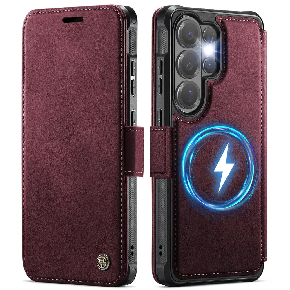 CASEME for Samsung Galaxy S26 Ultra Case  053   Magnetic RFID Blocking Wallet Flip Leather Phone Cover - Red - 1