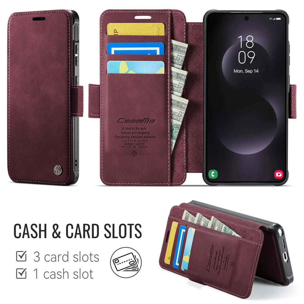 CASEME for Samsung Galaxy S26 Ultra Case  053   Magnetic RFID Blocking Wallet Flip Leather Phone Cover - Red - 2