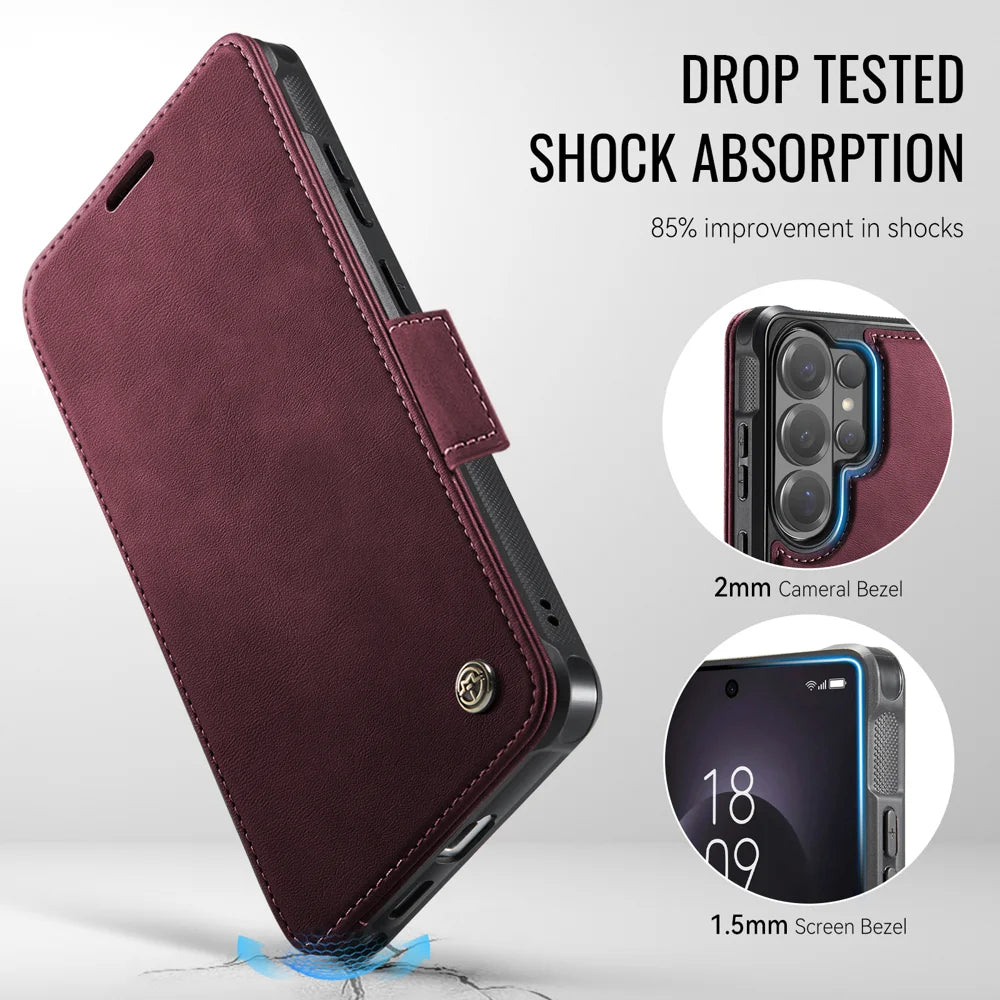 CASEME for Samsung Galaxy S26 Ultra Case  053   Magnetic RFID Blocking Wallet Flip Leather Phone Cover - Red - 3