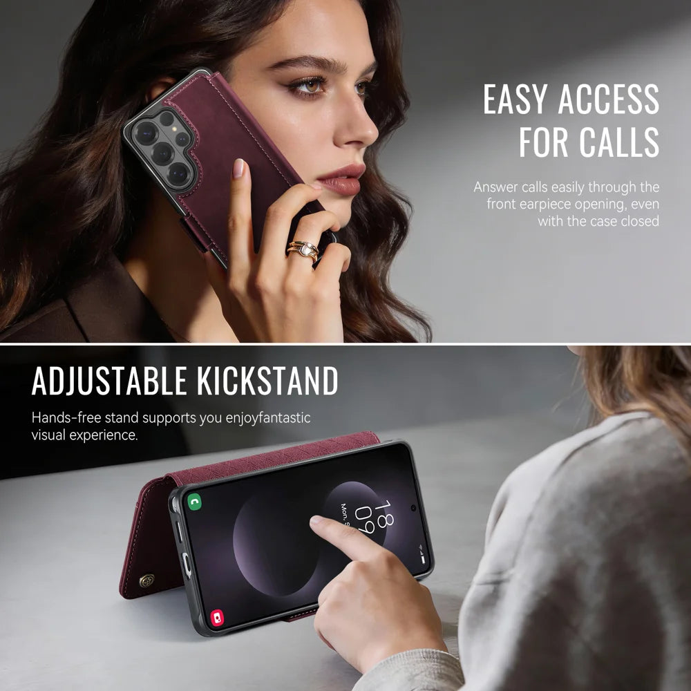 CASEME for Samsung Galaxy S26 Ultra Case  053   Magnetic RFID Blocking Wallet Flip Leather Phone Cover - Red - 4