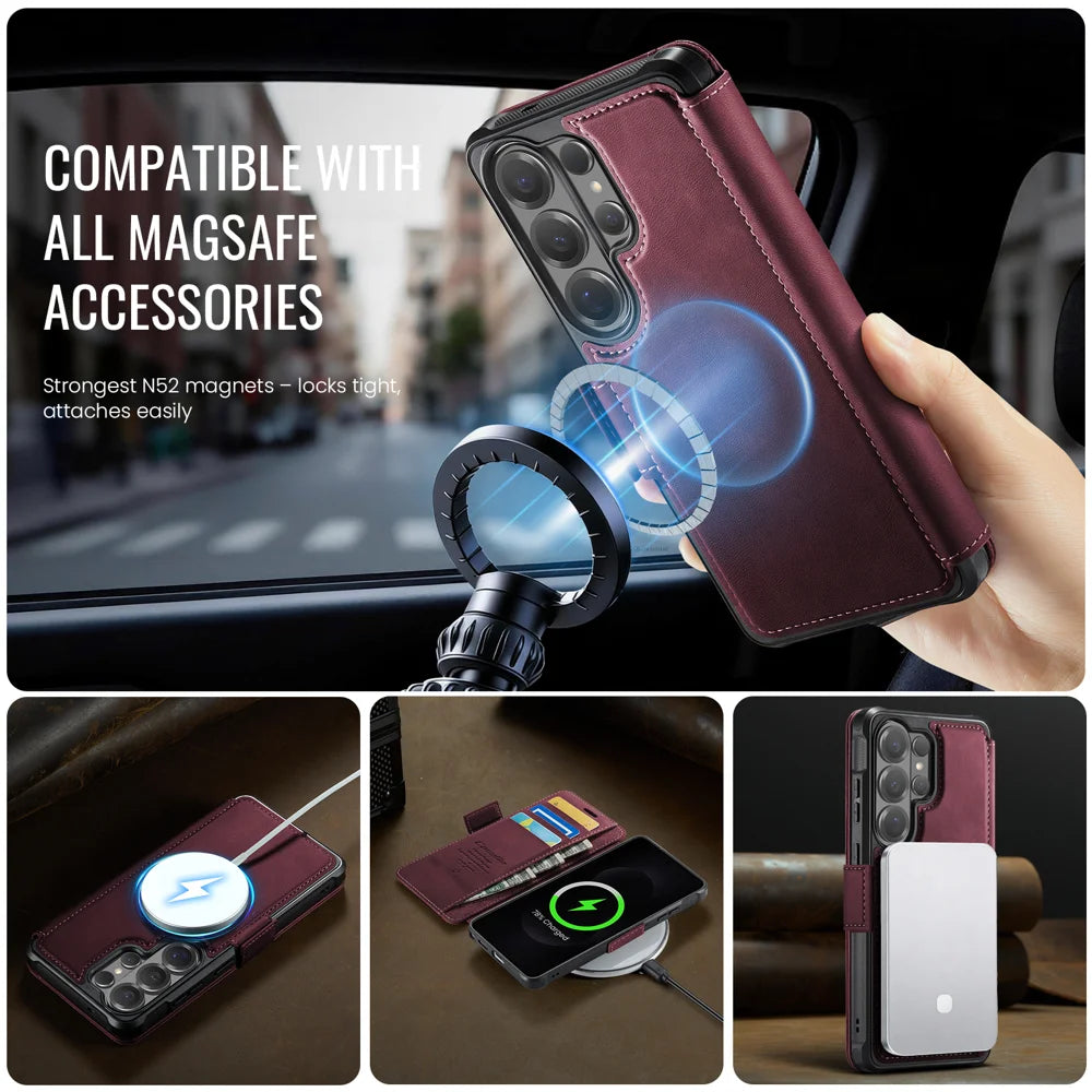 CASEME for Samsung Galaxy S26 Ultra Case  053   Magnetic RFID Blocking Wallet Flip Leather Phone Cover - Red - 6