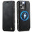 CASEME for iPhone 16 Pro Case  053  Magnetic RFID Blocking Wallet Flip Leather Phone Cover - Black - 1