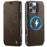 CASEME for iPhone 15 Pro Case  053  Magnetic RFID Blocking Wallet Flip Leather Phone Cover - Coffee - 1