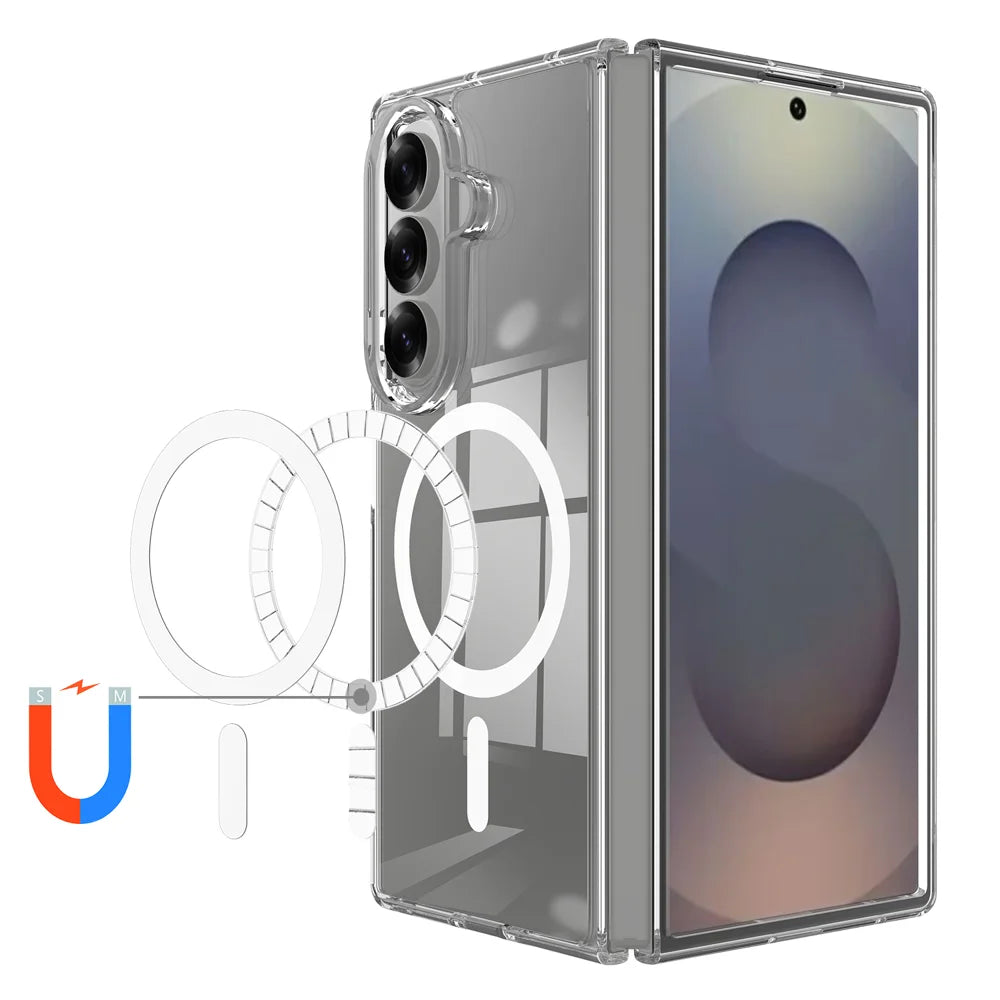 For Samsung Galaxy Z Fold8 Ultra Clear Phone Magnetic Case TPU + Acrylic Back Cover - Clear - 2