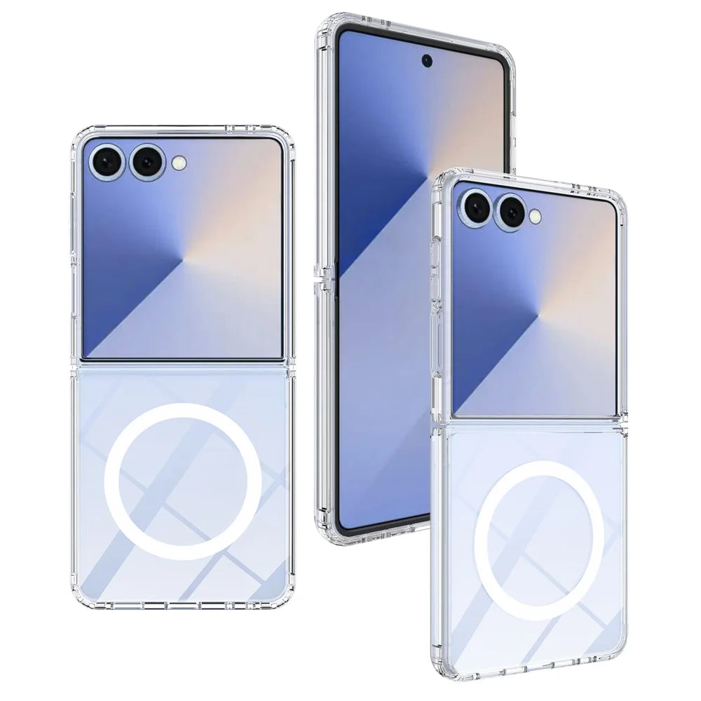 For Samsung Galaxy Z Flip8 Clear Phone Magnetic Case TPU + Acrylic Back Cover - Clear - 2