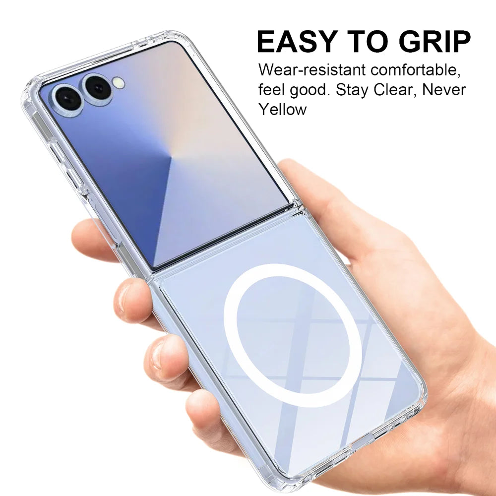 For Samsung Galaxy Z Flip8 Clear Phone Magnetic Case TPU + Acrylic Back Cover - Clear - 5