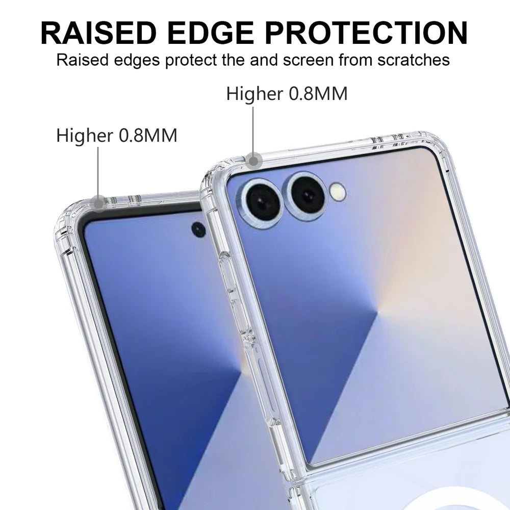 For Samsung Galaxy Z Flip8 Clear Phone Magnetic Case TPU + Acrylic Back Cover - Clear - 6