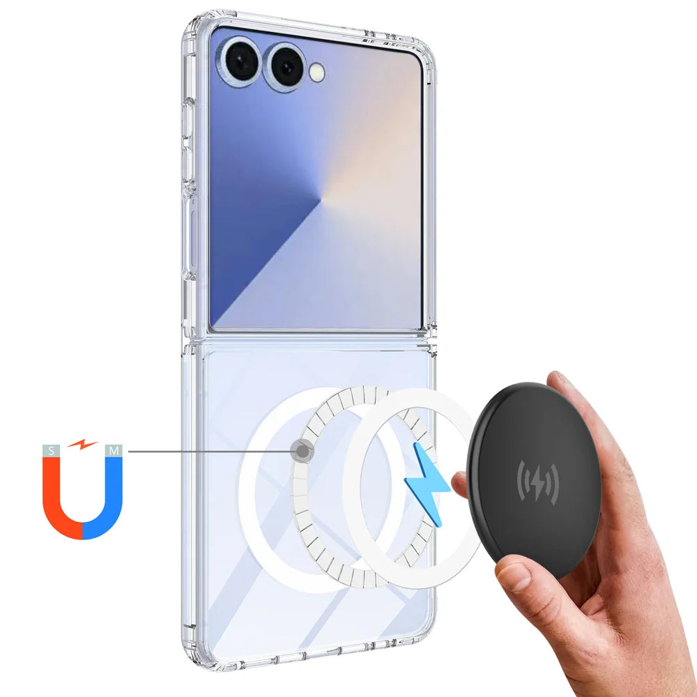 For Samsung Galaxy Z Flip8 Clear Phone Magnetic Case TPU + Acrylic Back Cover - Clear - 7