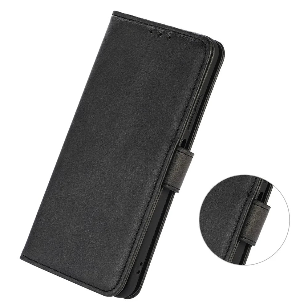 For Samsung Galaxy S26 FE Case Cowhide Texture Leather Wallet Phone Cover with Stand - Black - 4
