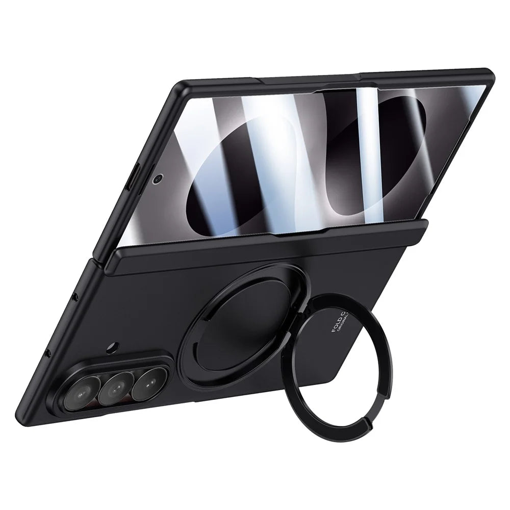 For Samsung Galaxy Z Fold8 Ultra Case Kickstand Skin Touch PC Phone Cover Built-In Screen Protector - Black - 1