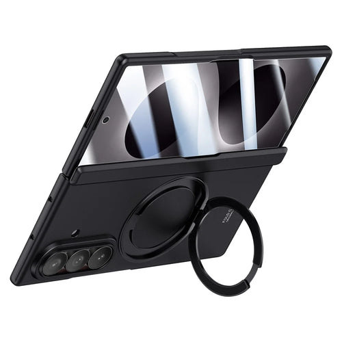For Samsung Galaxy Z Fold8 Ultra Case Kickstand Skin Touch PC Phone Cover Built-In Screen Protector - Black - 1