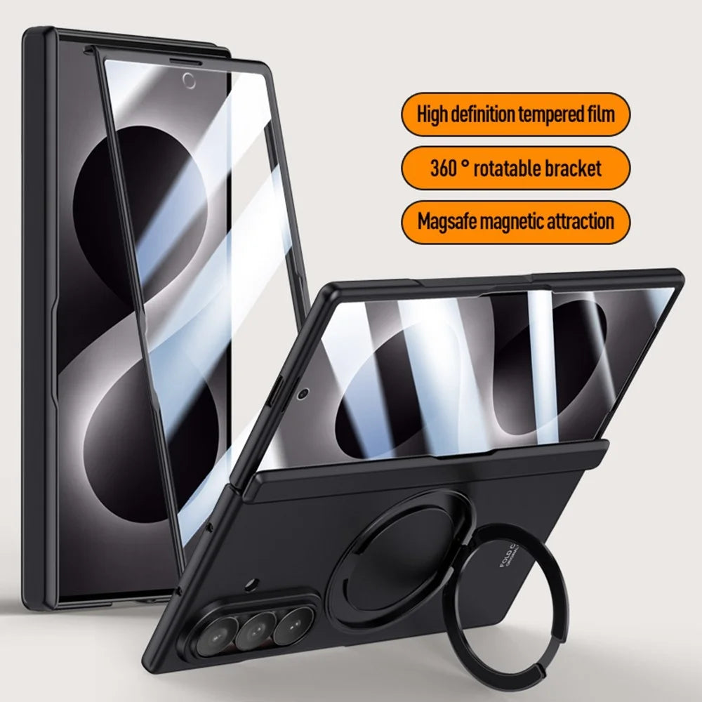 For Samsung Galaxy Z Fold8 Ultra Case Kickstand Skin Touch PC Phone Cover Built-In Screen Protector - Black - 7