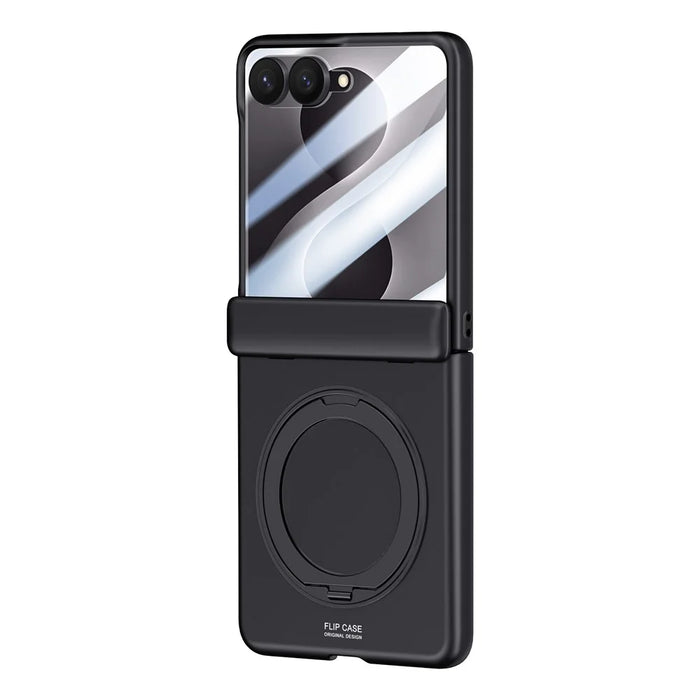 For Samsung Galaxy Z Flip8 Case Kickstand Skin Touch PC Phone Cover Built-In Screen Protector - Black - 3