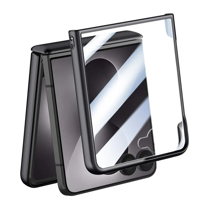 For Samsung Galaxy Z Flip8 Case Kickstand Skin Touch PC Phone Cover Built-In Screen Protector - Black - 6
