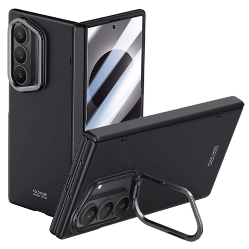 For Samsung Galaxy Z Fold8 Ultra Case Kickstand Hard PC Phone Cover with HD Tempered Glass Film - Black - 1