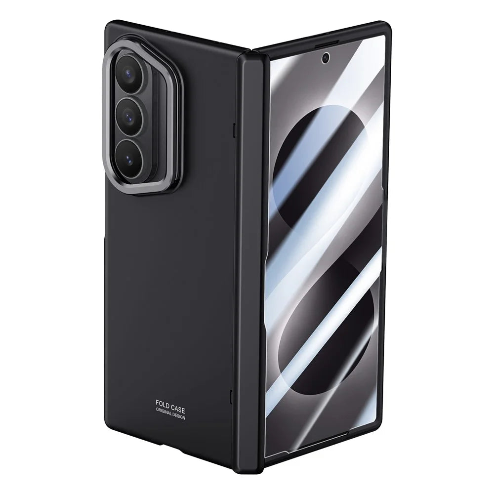 For Samsung Galaxy Z Fold8 Ultra Case Kickstand Hard PC Phone Cover with HD Tempered Glass Film - Black - 2
