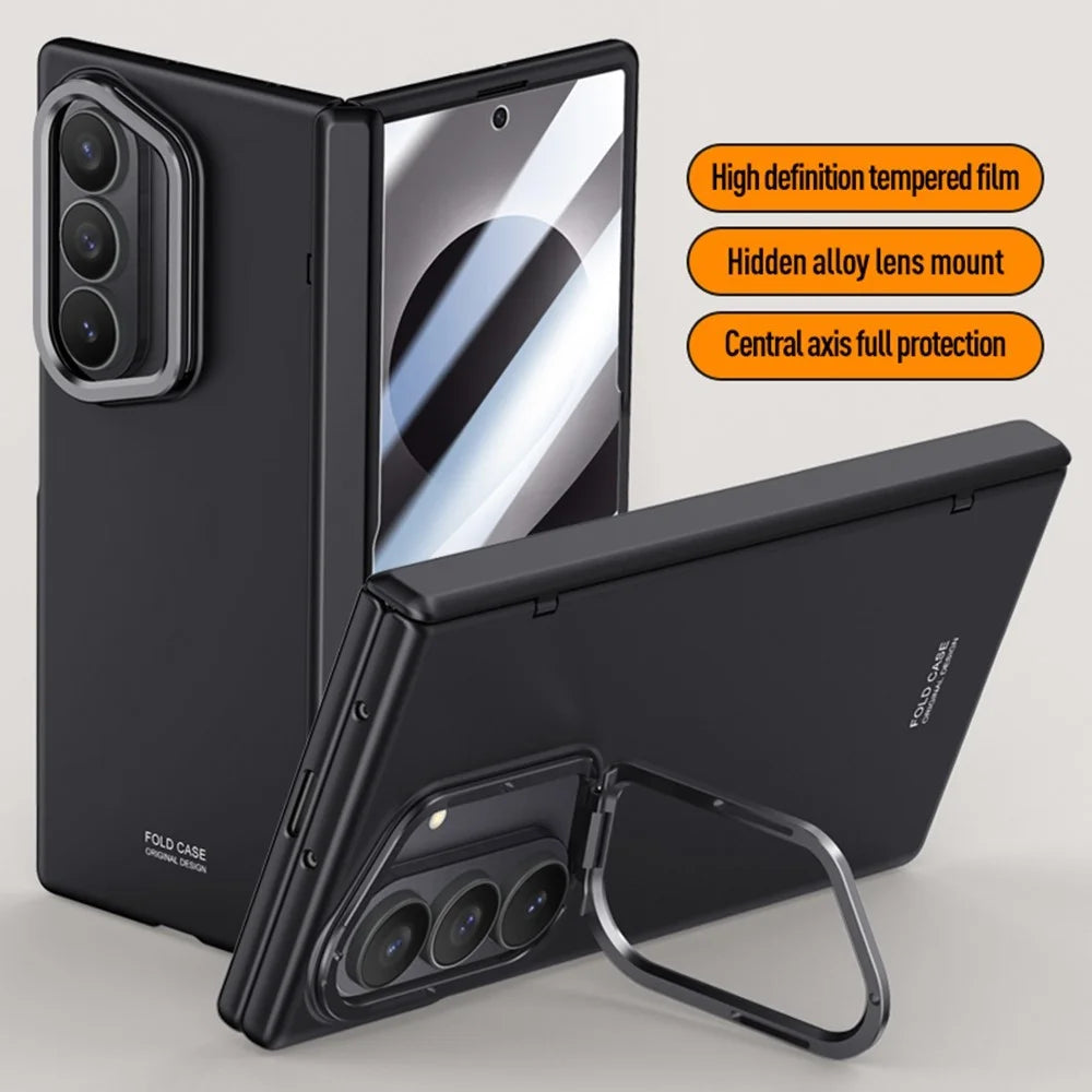For Samsung Galaxy Z Fold8 Ultra Case Kickstand Hard PC Phone Cover with HD Tempered Glass Film - Black - 3