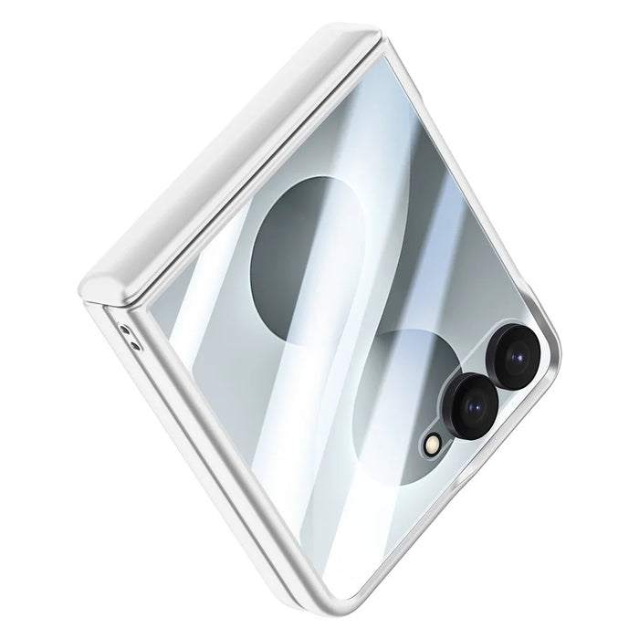 For Samsung Galaxy Z Flip8 Case Hard PC Hinge Protection Phone Cover with Rear Small Screen Protector - Silver - 5