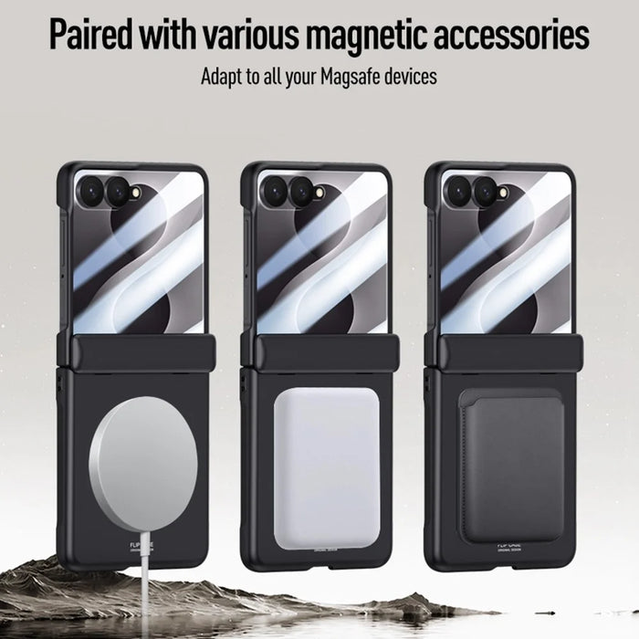 For Samsung Galaxy Z Flip8 Magnetic Case Hard PC Phone Cover with Rear Small Screen Protector - Black - 4