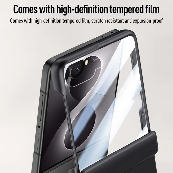 For Samsung Galaxy Z Flip8 Magnetic Case Hard PC Phone Cover with Rear Small Screen Protector - Black - 5